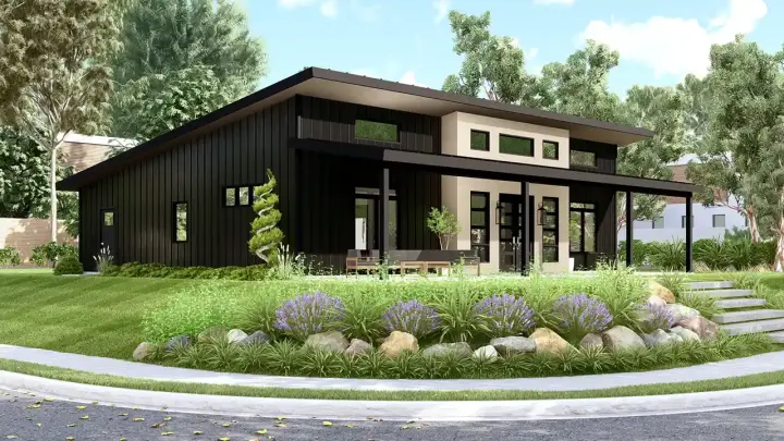 Contemporary house plans 104-360 - front exterior, 1,800 sq ft, 3 bed, 2 bath house plans | Monster House Plans