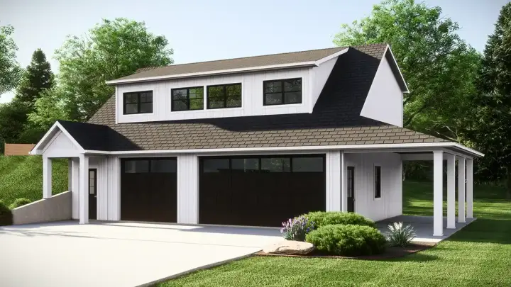 Traditional house plans 104-365 - front exterior, 831 sq ft, 2 bed, 1 bath house plans | Monster House Plans
