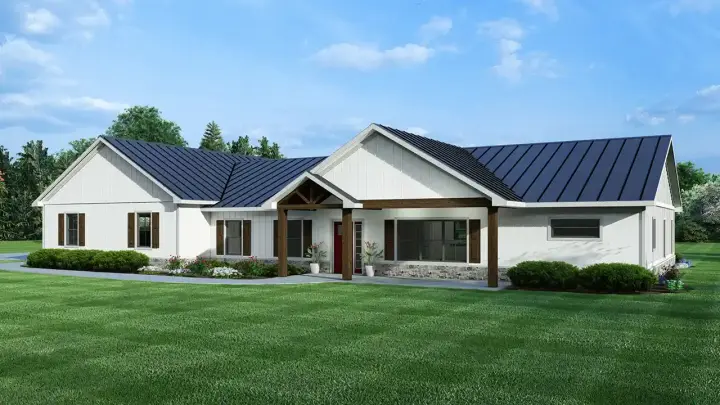 Ranch house plans 104-368 - front exterior, 2,221 sq ft, 3 bed, 2 bath house plans | Monster House Plans
