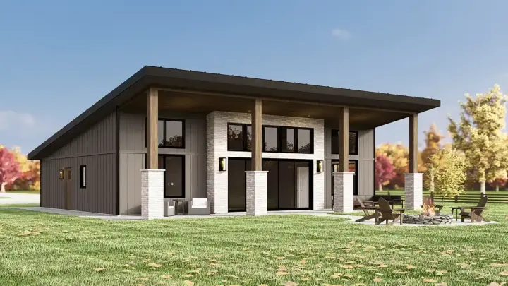 Modern house plans 104-386 - front exterior, 1,720 sq ft, 3 bed, 2 bath house plans | Monster House Plans