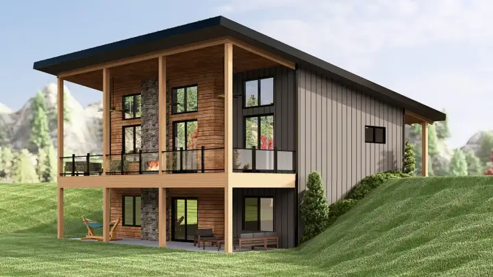 Contemporary house plans 104-389 - front exterior, 1,160 sq ft, 2 bed, 2 bath house plans | Monster House Plans