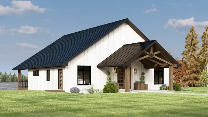 Barndominium house plans 104-390 - front exterior, 1,679 sq ft, 2 bed, 2 bath house plans | Monster House Plans