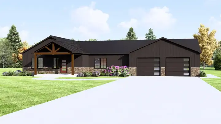 Craftsman house plans 104-405 - front exterior, 1,984 sq ft, 3 bed, 2 bath house plans | Monster House Plans
