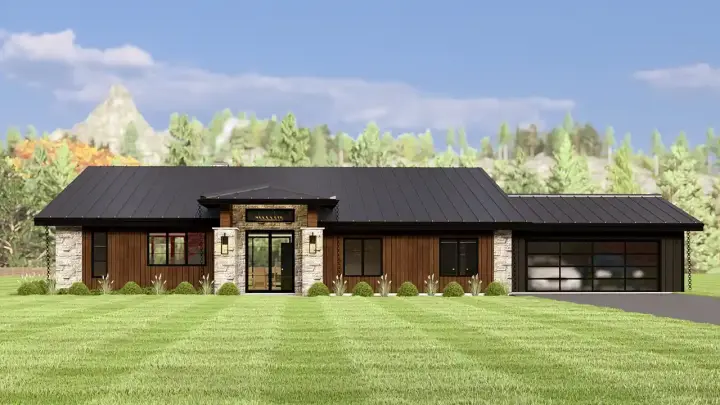 Contemporary house plans 104-407 - front exterior, 2,342 sq ft, 3 bed, 2 bath house plans | Monster House Plans
