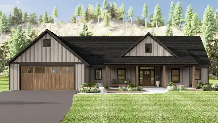 Traditional house plans 104-408 - front exterior, 1,981 sq ft, 2 bed, 2 bath house plans | Monster House Plans