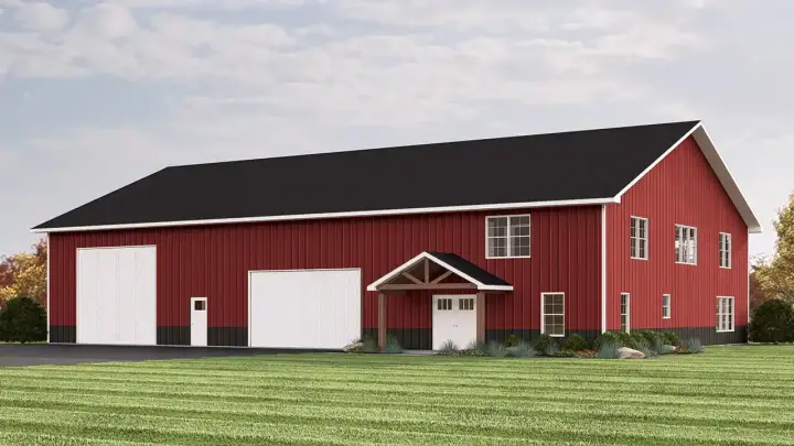 Barndominium house plans 104-416 - front exterior, 3,816 sq ft, 3 bed, 2 bath house plans | Monster House Plans