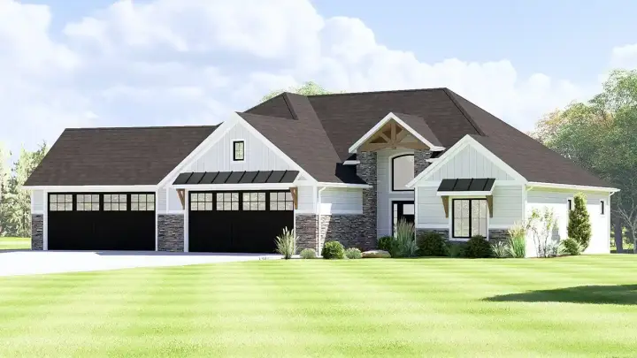 Craftsman house plans 104-422 - front exterior, 1,855 sq ft, 2 bed, 2 bath house plans | Monster House Plans