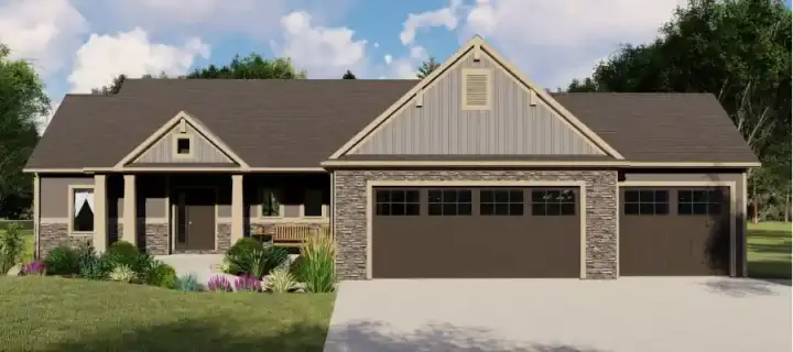 Craftsman house plans 104-426 - front exterior, 1,827 sq ft, 3 bed, 2 bath house plans | Monster House Plans