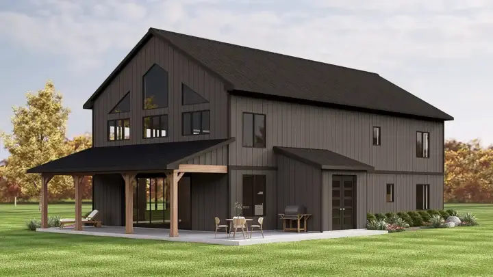 Barndominium house plans 104-431 - front exterior, 2,545 sq ft, 6 bed, 4 bath house plans | Monster House Plans