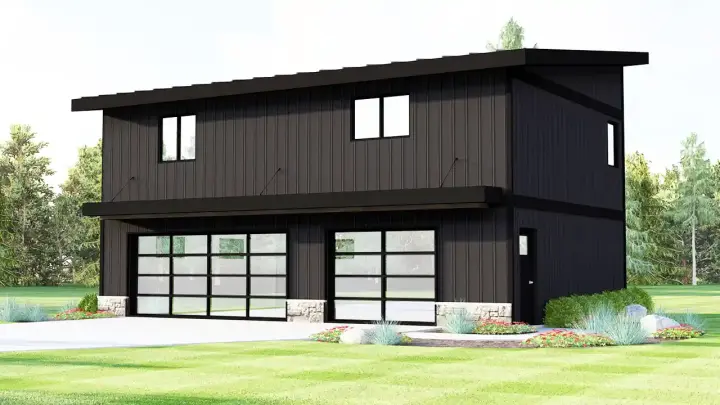 Contemporary house plans 104-434 - front exterior, 870 sq ft, 2 bed, 1 bath house plans | Monster House Plans