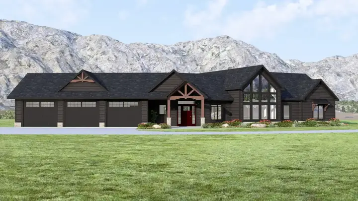 Mountain Rustic house plans 104-435 - front exterior, 1,837 sq ft, 2 bed, 2 bath house plans | Monster House Plans