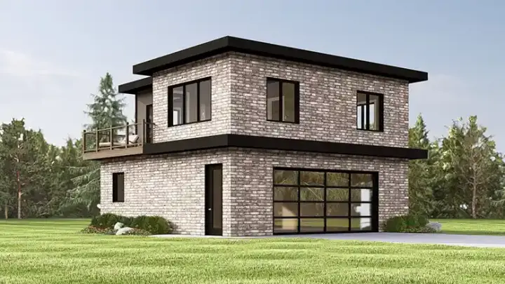 Modern house plans 104-458 - front exterior, 774 sq ft, 2 bed, 1 bath house plans | Monster House Plans