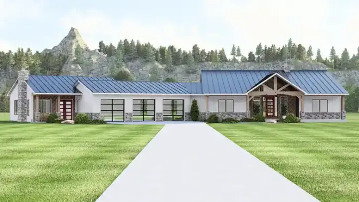 Modern Farmhouse house plans 104-461 - front exterior, 3,064 sq ft, 4 bed, 3 bath house plans | Monster House Plans
