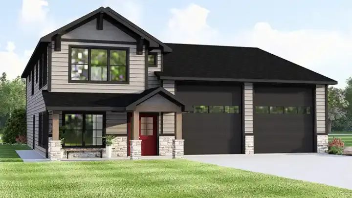 Traditional house plans 104-462 - front exterior, 1,657 sq ft, 2 bed, 2 bath house plans | Monster House Plans