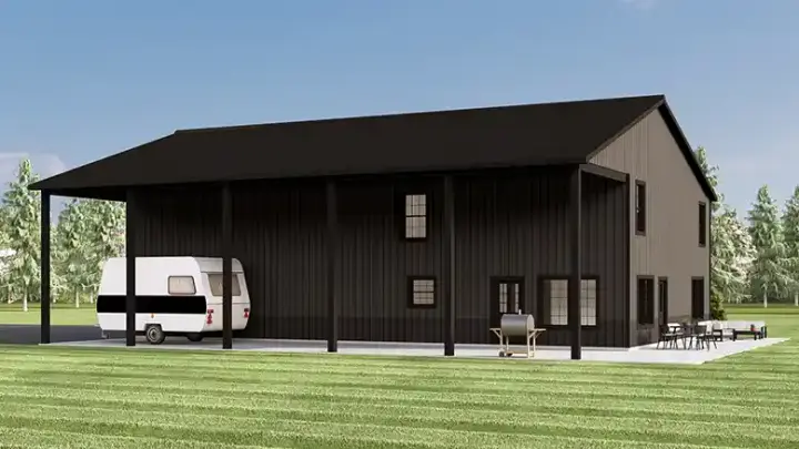 Barndominium house plans 104-472 - front exterior, 2,234 sq ft, 4 bed, 2 bath house plans | Monster House Plans