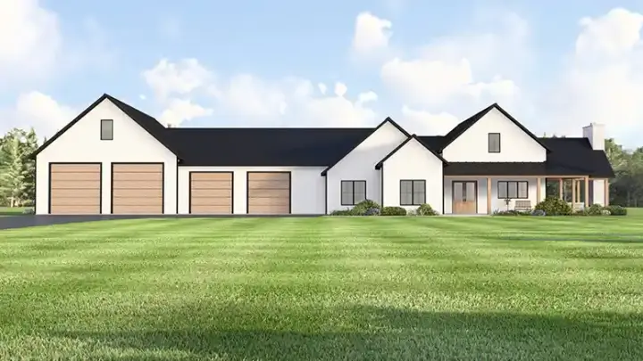 Barndominium house plans 104-478 - front exterior, 3,169 sq ft, 3 bed, 2 bath house plans | Monster House Plans