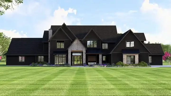 Modern Farmhouse house plans 104-483 - front exterior, 5,576 sq ft, 4 bed, 4 bath house plans | Monster House Plans