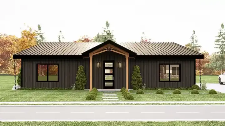 Contemporary house plans 104-484 - front exterior, 1,680 sq ft, 3 bed, 2 bath house plans | Monster House Plans