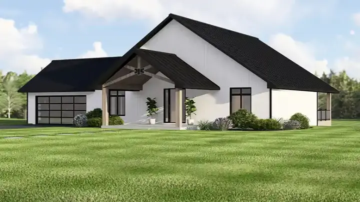 Mountain Rustic house plans 104-487 - front exterior, 1,679 sq ft, 2 bed, 2 bath house plans | Monster House Plans