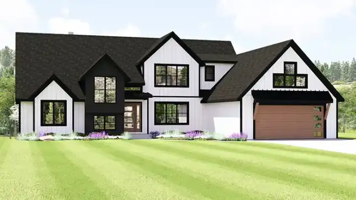 Modern Farmhouse house plans 104-489 - front exterior, 2,288 sq ft, 3 bed, 2 bath house plans | Monster House Plans