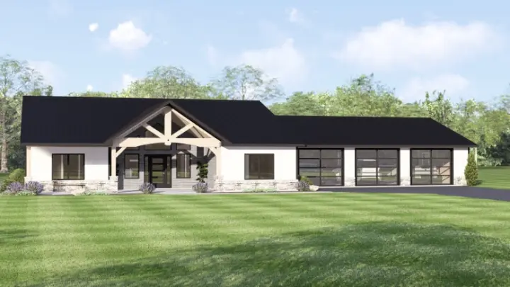 Modern Farmhouse house plans 104-494 - front exterior, 2,280 sq ft, 3 bed, 3 bath house plans | Monster House Plans