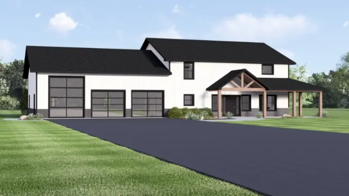 Barndominium house plans 104-500 - front exterior, 2,692 sq ft, 2 bed, 2 bath house plans | Monster House Plans