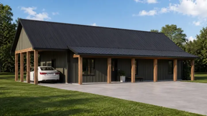 Country house plans 104-504 - front exterior, 1,120 sq ft, 2 bed, 1 bath house plans | Monster House Plans