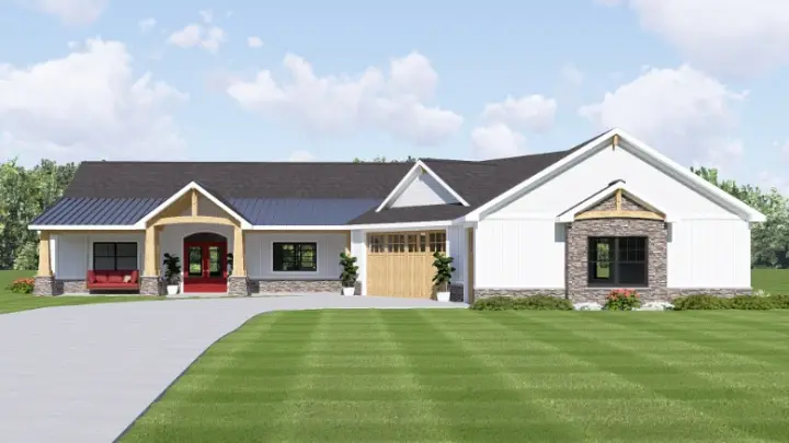 Ranch house plans 104-506 - front exterior, 2,574 sq ft, 2 bed, 2 bath house plans | Monster House Plans