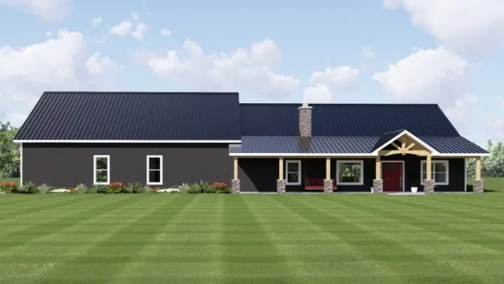Barndominium house plans 104-507 - front exterior, 2,428 sq ft, 3 bed, 2 bath house plans | Monster House Plans