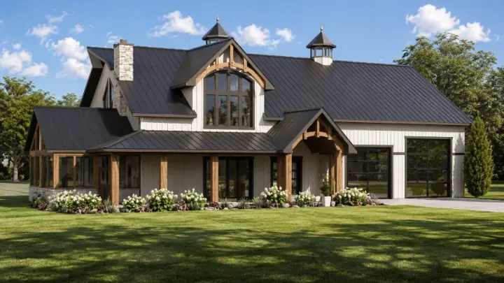 Modern Farmhouse house plans 104-517 - front exterior, 2,674 sq ft, 3 bed, 2 bath house plans | Monster House Plans