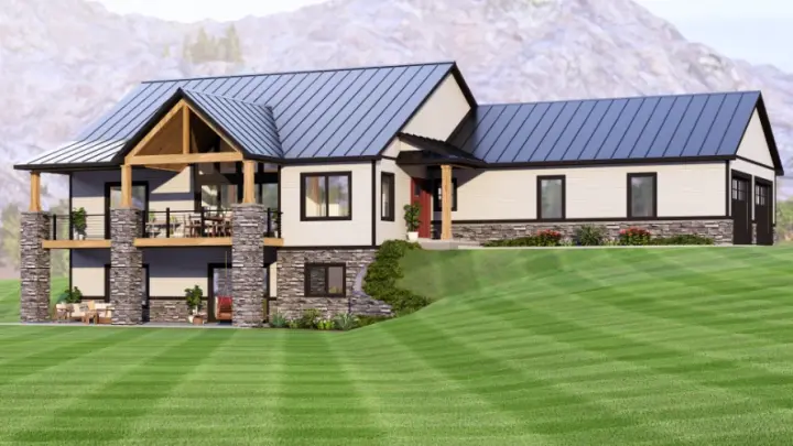 Contemporary house plans 104-520 - front exterior, 2,028 sq ft, 1 bed, 1 bath house plans | Monster House Plans