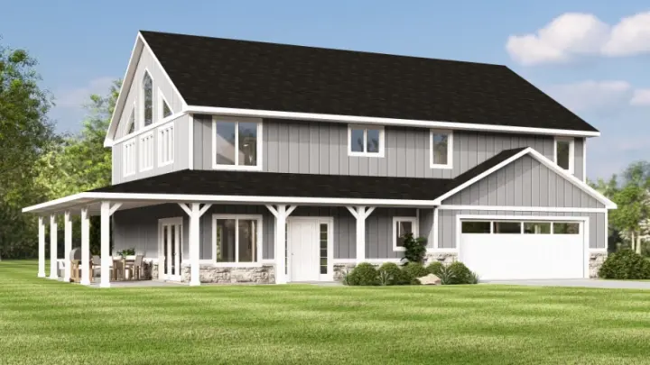 Modern Farmhouse house plans 104-521 - front exterior, 3,242 sq ft, 4 bed, 3 bath house plans | Monster House Plans