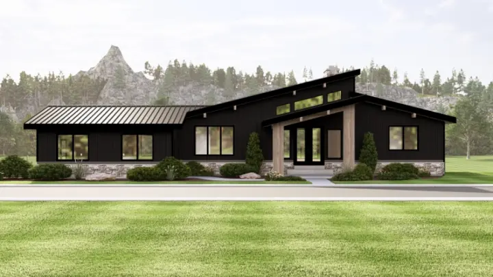 Contemporary house plans 104-522 - front exterior, 2,034 sq ft, 1 bed, 1 bath house plans | Monster House Plans