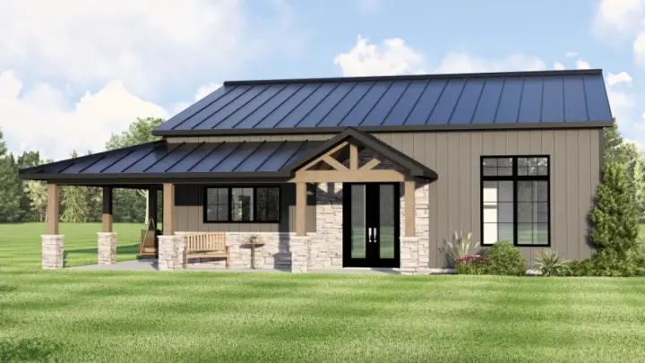 Transitional house plans 104-535 - front exterior, 1,600 sq ft, 2 bed, 2 bath house plans | Monster House Plans