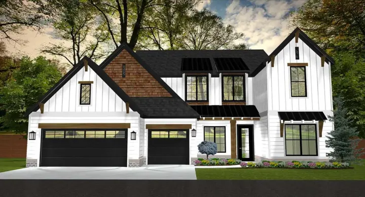 Modern Farmhouse house plans 105-101 - front exterior, 3,295 sq ft, 4 bed, 3 bath house plans | Monster House Plans