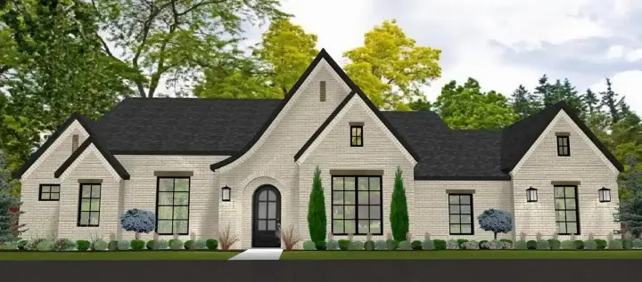 French Country house plans 105-107 - front exterior, 2,418 sq ft, 3 bed, 2 bath house plans | Monster House Plans