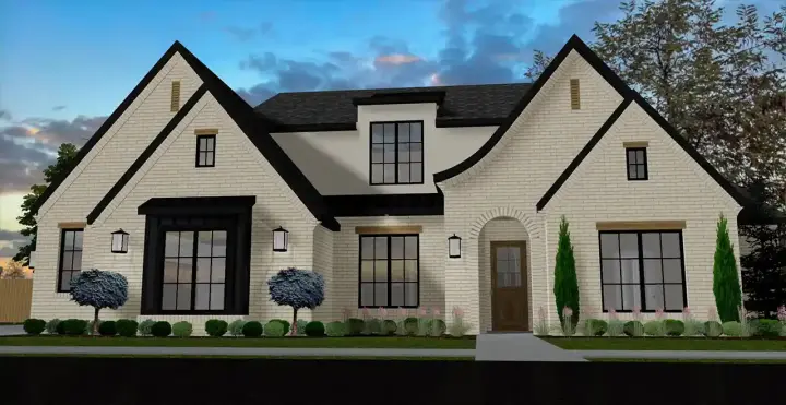 French Country house plans 105-108 - front exterior, 3,244 sq ft, 4 bed, 4 bath house plans | Monster House Plans