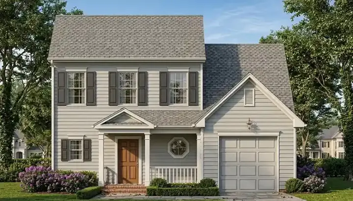 Colonial house plans 106-106 - front exterior, 1,354 sq ft, 3 bed, 2 bath house plans | Monster House Plans