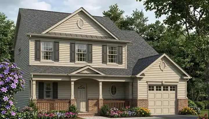 Southern Colonial house plans 106-107 - front exterior, 1,354 sq ft, 3 bed, 2 bath house plans | Monster House Plans