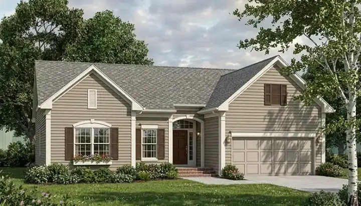 Traditional house plans 106-109 - front exterior, 1,383 sq ft, 3 bed, 2 bath house plans | Monster House Plans