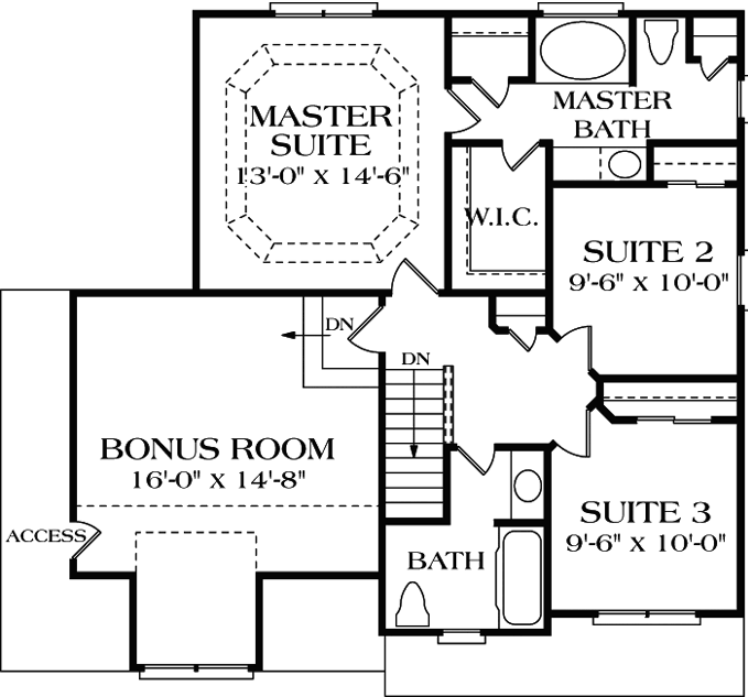 Upper/Second Floor Plan: 106-124