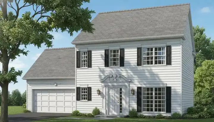 Colonial house plans 106-127 - front exterior, 1,550 sq ft, 3 bed, 2 bath house plans | Monster House Plans