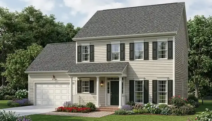 Colonial house plans 106-128 - front exterior, 1,550 sq ft, 3 bed, 2 bath house plans | Monster House Plans