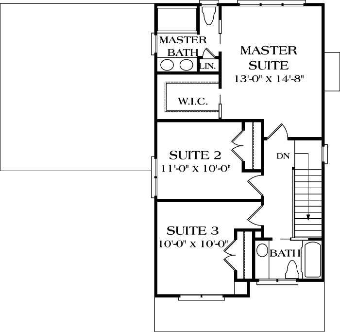 Upper/Second Floor Plan: 106-132