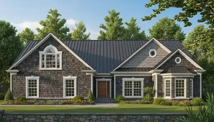 Shingle house plans 106-134 - front exterior, 1,571 sq ft, 2 bed, 2 bath house plans | Monster House Plans