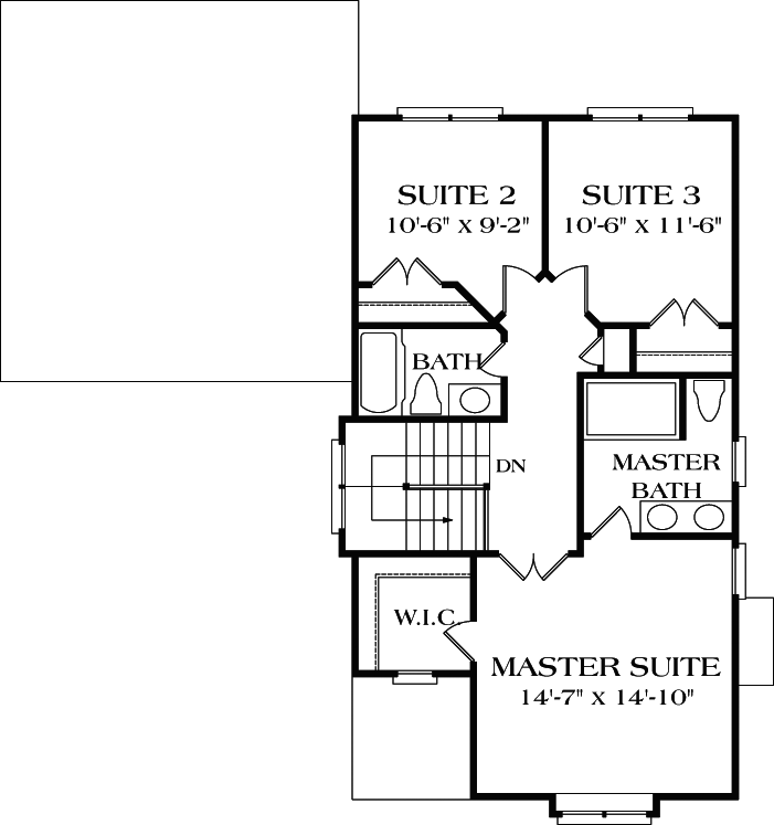 Upper/Second Floor Plan: 106-135