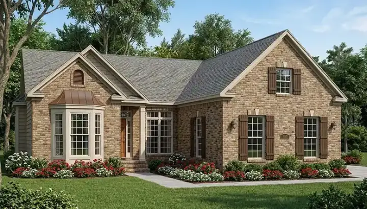Traditional house plans 106-138 - front exterior, 1,734 sq ft, 3 bed, 2 bath house plans | Monster House Plans
