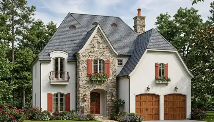 English Country house plans 106-143 - front exterior, 1,759 sq ft, 3 bed, 2 bath house plans | Monster House Plans