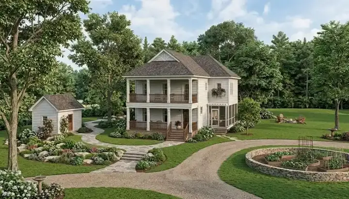 Southern Colonial house plans 106-155 - front exterior, 1,950 sq ft, 3 bed, 2 bath house plans | Monster House Plans