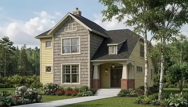 Bungalow house plans 106-176 - front exterior, 2,100 sq ft, 3 bed, 2 bath house plans | Monster House Plans